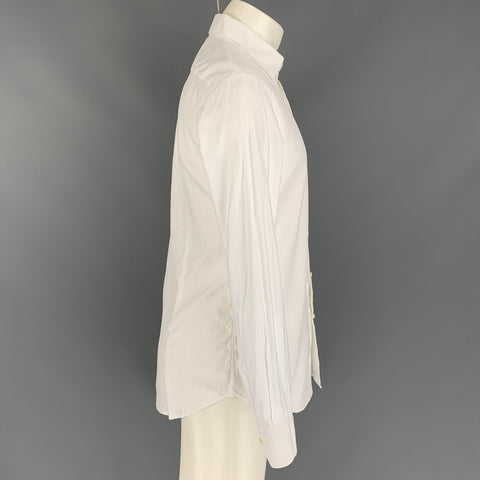 SALVATORE FERRAGAMO Size M White Cotton Button Up Long Sleeve Shirt