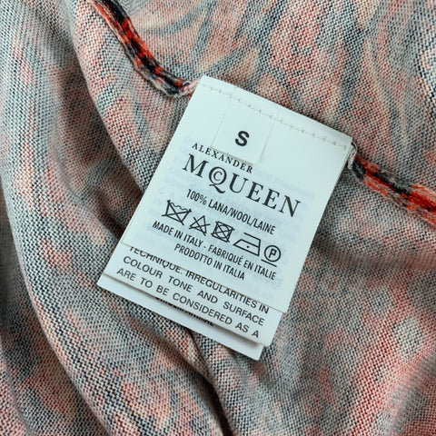 ALEXANDER MCQUEEN Size S Black Orange Print Wool Buttoned Cardigan