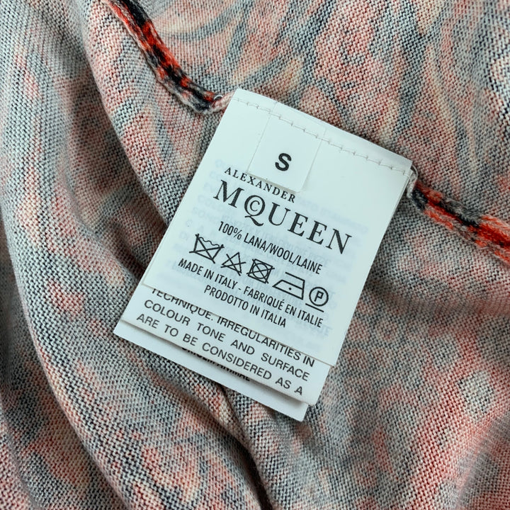 ALEXANDER MCQUEEN Size S Black Orange Print Wool Buttoned Cardigan