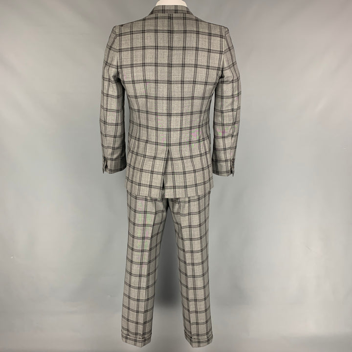 PAUL SMITH The Byard Size 42 Regular Grey & Charcoal Plaid Wool Notch Lapel Suit