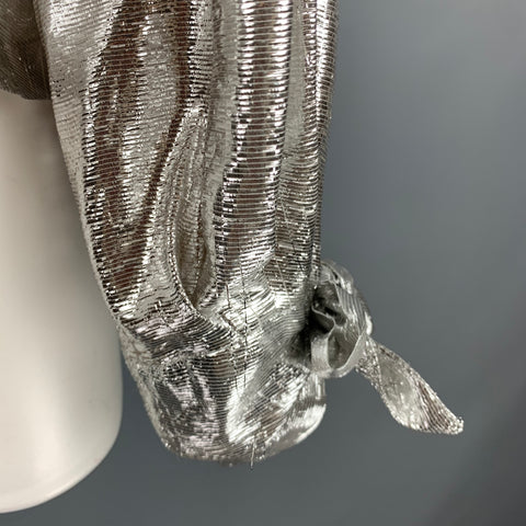 IRO Size 2 Silver Silk Blend Metallic One Shoulder Dress Top