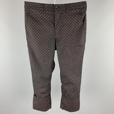 COMME des GARCONS HOMME PLUS Size XS Black & Red Dots Wool Dress Pants