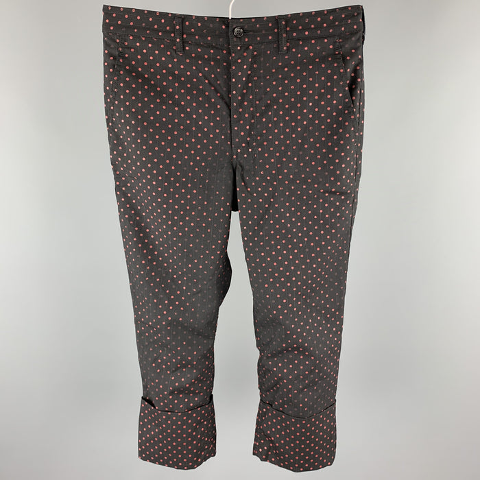 COMME des GARCONS HOMME PLUS Size XS Black & Red Dots Wool Dress Pants