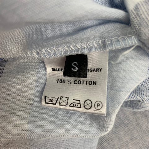 HOUSE OF THE VERY ISLAND'S Size S Light Blue Grey Stripe Short Sleeve Shirt