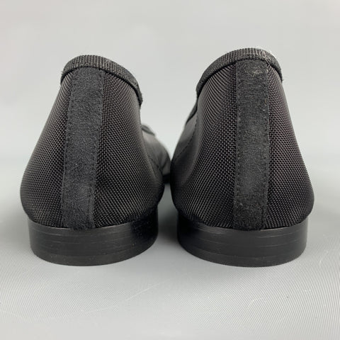 CHANEL Size 11.5 Black Mesh Cap Toe CC Ballerinas Flats