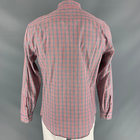 PAUL SMITH Size L Red & Black Checkered Cotton Long Sleeve Shirt