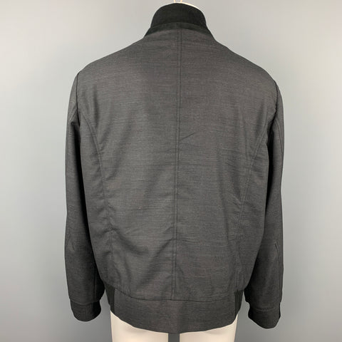 BERLUTI Size XXL Charcoal & Black Wool Zip Up Jacket