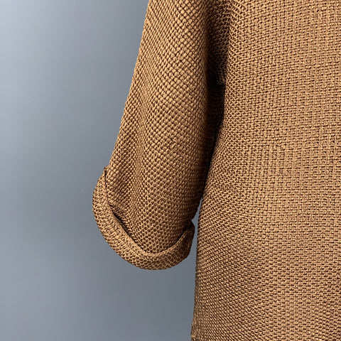 RALPH LAUREN Size S Copper Knitted Textured Silk Open Front Cardigan