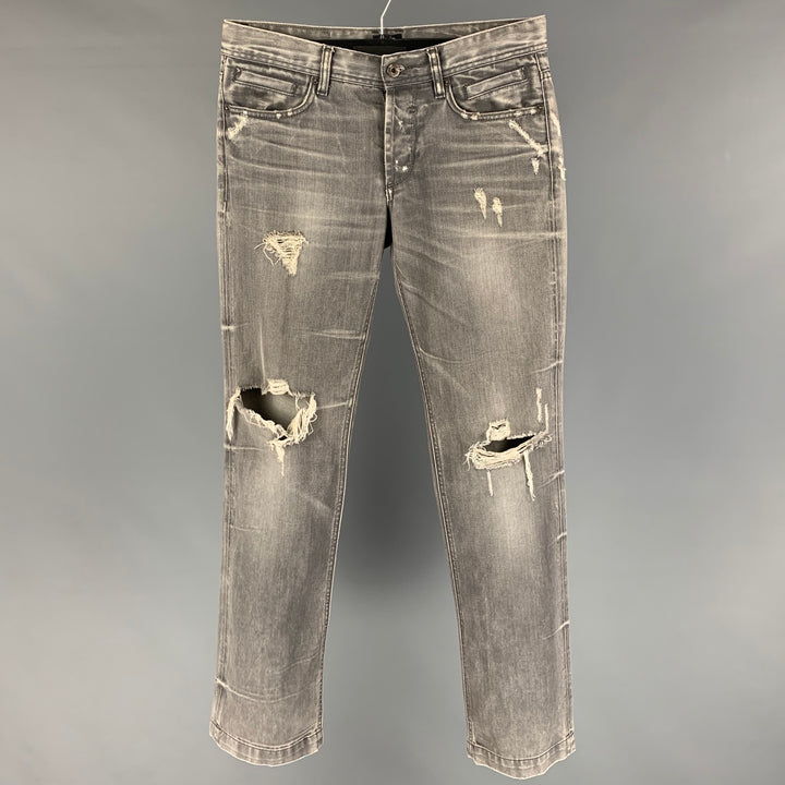 D&G by DOLCE & GABBANA Size 30 Grey Distressed Cotton Jeans