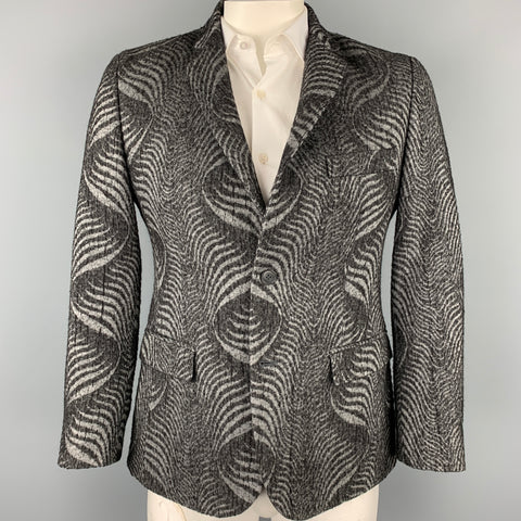 YOON Size 42 Grey & Black Abstract Wool / Cotton Notch Lapel Sport Coat