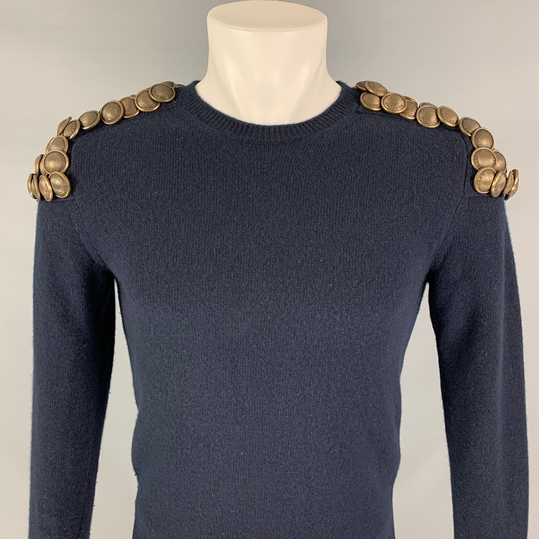 BURBERRY PRORSUM Fall Winter 2010 Size S Navy Knitted Wool Crew