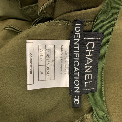CHANEL AF078 00C Taille 4 Jupe trapèze en coton olive