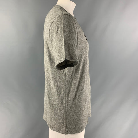 HIRO CLARK Size XL Grey Black Graphic Cotton T-shirt