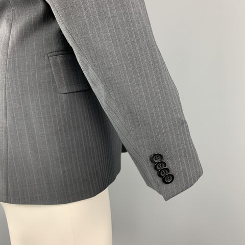 FILIPPA K 36 Dark Gray Stripe Polyester Blend Notch Lapel Sport Coat