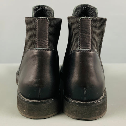 YOHJI YAMAMOTO Size 10 Black Leather Mixed Materials Boots