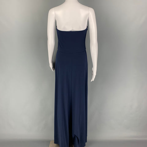 POLO by RALPH LAUREN Size M Navy Polyester Strapless Long Dress