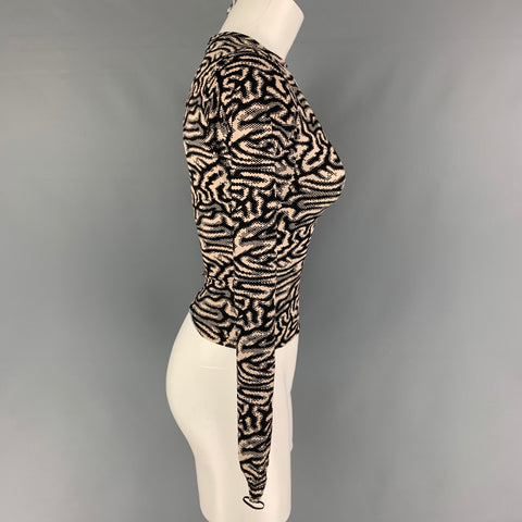 MAISIE WILEN Talla XS Top casual con cuello redondo y mezcla de poliamida en negro y beige