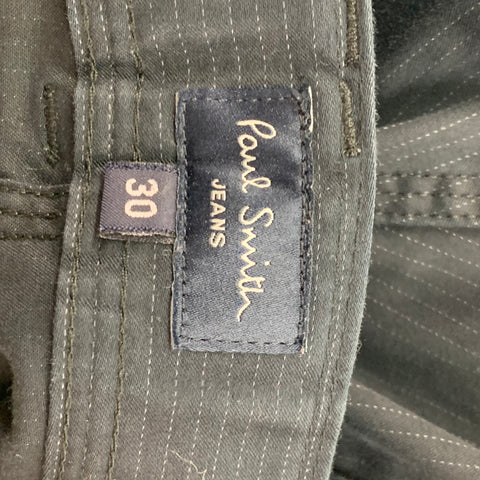 PAUL SMITH Size 30 Navy Pinstripe Cotton Blend Button Fly Casual Pants