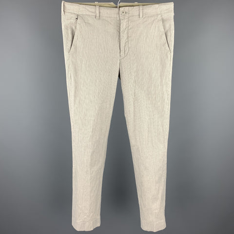 JOHN VARVATOS Size 28 Stripe Cream Cotton Blend Zip Fly Casual Pants