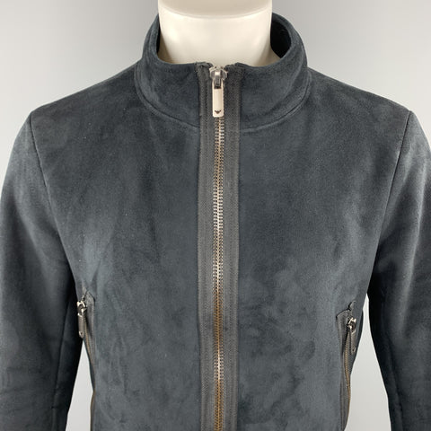 EMPORIO ARMANI Talla S Chaqueta negra de poliéster / nailon con cremallera completa y mangas con cremallera
