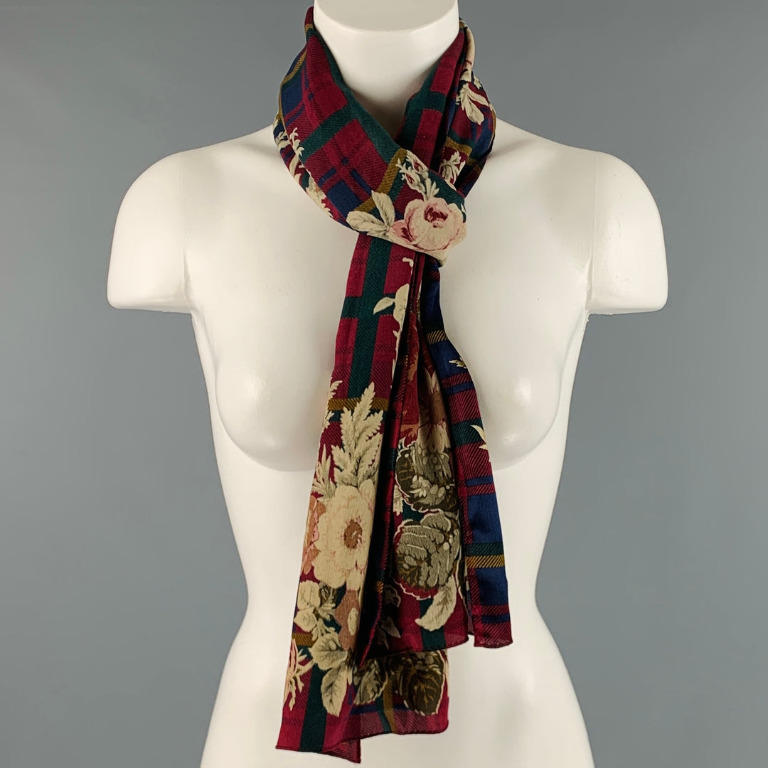 RALPH LAUREN Burgundy Multi Color Plaid Floral Scarf – Sui Generis