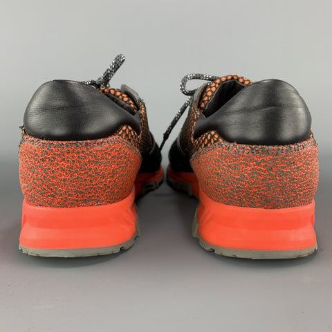 LANVIN Size 7 Orange MIxed Mesh Reflective Sneakers