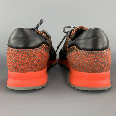 LANVIN Size 7 Orange MIxed Mesh Reflective Sneakers