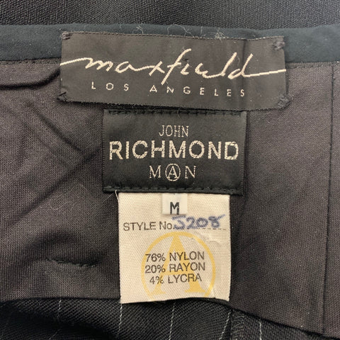 JOHN RICHMOND Size 32 Black Black Stripe Nylon Blend Zip Fly Casual Pants