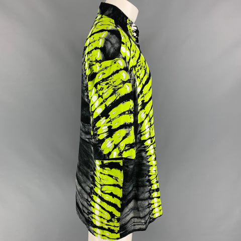 VALENTINO Taille S Noir Vert Tie Dye Viscose Chemise à manches courtes surdimensionnée