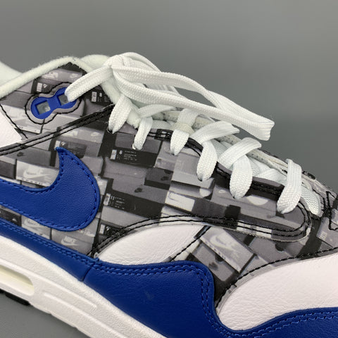 Zapatillas de deporte con cordones de cuero blanco y azul con estampado NIKE talla 11.5