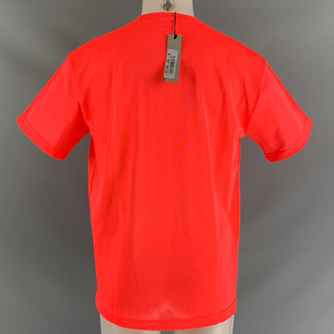 JIL SANDER Size S Orange Mesh Polyester Crew-Neck T-shirt