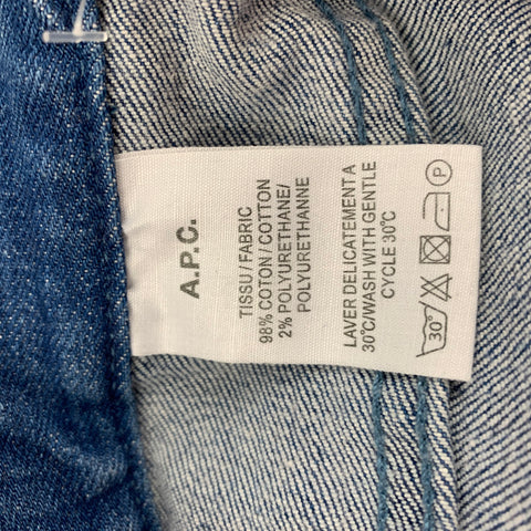 A.P.C. Size 27 Blue Cotton Polyurethane Wide Leg Jeans