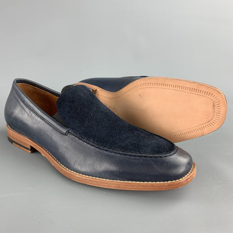 MILLBURN CO. Size 7 Navy Mixed Materials Leather Slip On Loafers