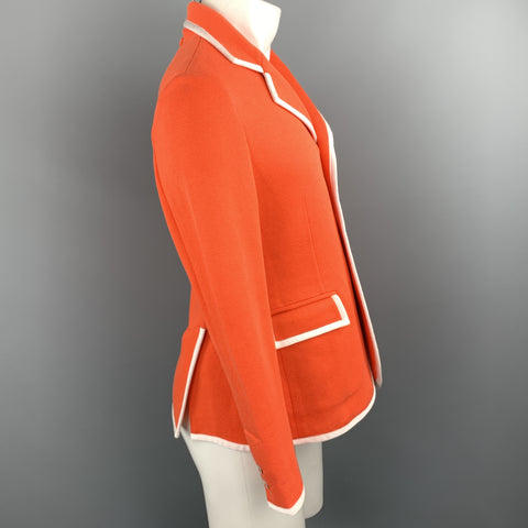 BLACK FLEECE Size 38 Orange Cotton Knit White Contrast Piping Sport Coat