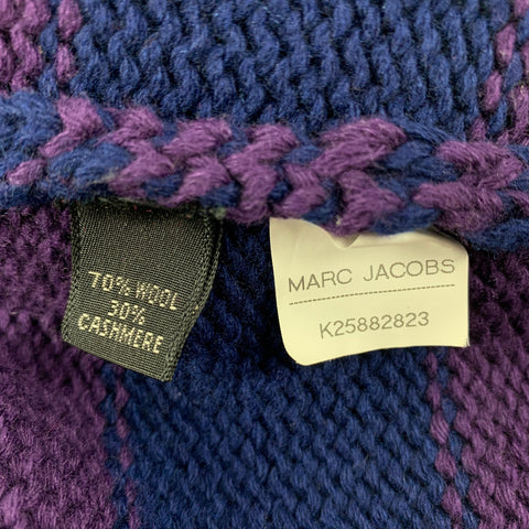 MARC JACOBS Size XS Blue Purple Wool Cashmere Stripe Cardigan