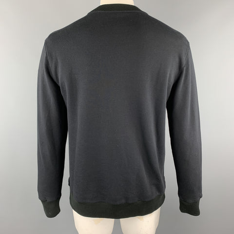 LANVIN Size L Black Beaded Embellishment Cotton Crewneck Sweatshirt