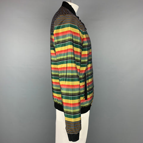 SCOTCH AND SODA Size XL Multi-Color Stripe Cotton / Polyester Bomber Jacket
