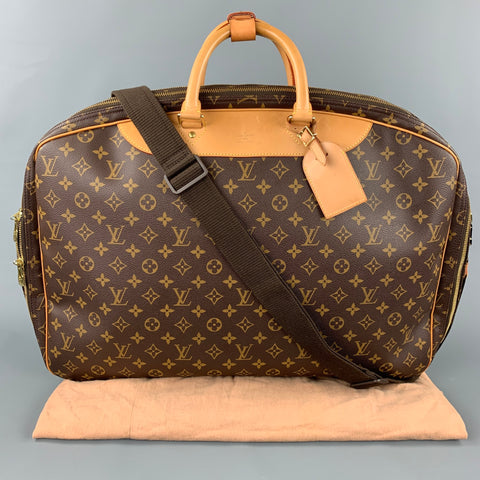 LOUIS VUITTON Alize 2 Poches Brown Leather Monogram Vachetta Trim Canvas Travel Bag