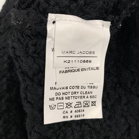 MARC JACOBS Size L Black Knitted Wool Woven Snaps Collarless Jacket