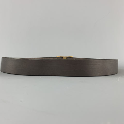 KIKA NY Size 32 Dark Brown Leather Brass Button Stud Buckle CONWAY Belt