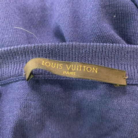 LOUIS VUITTON Size M Blue Knitted Wool  Silk Crew-Neck Pullover
