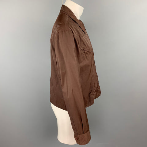 JOHN BARTLETT Size L Brown Cotton / Nylon Zip Up Jacket