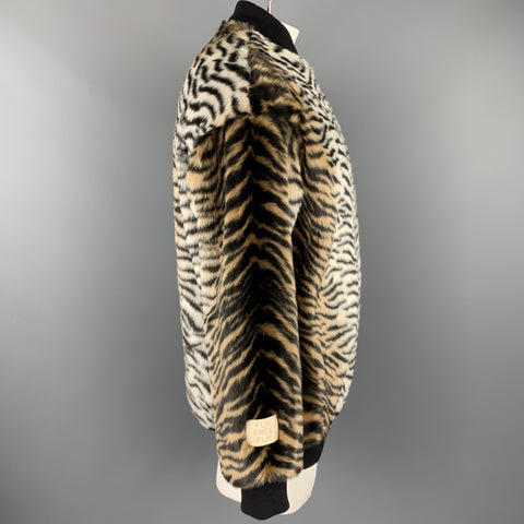 STELLA McCARTNEY Size S Black & Tan Tiger Faux Fur Jacket