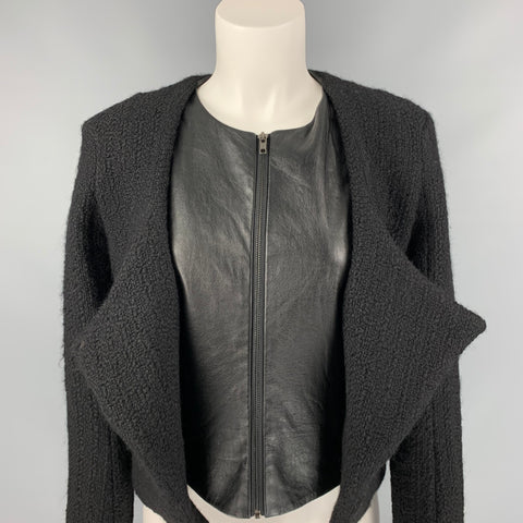 AMERICAN RETRO Eileen Size 0 Black Boucle Wool / Polyester Double Layer Jacket