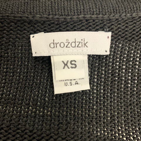 DROZDZIK Size XS Black Cotton Solid Cardigan