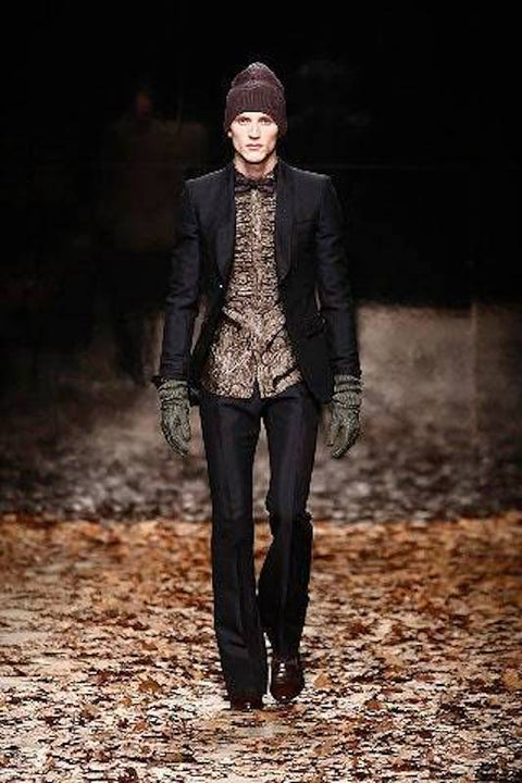 BURBERRY PRORSUM by Christopher Bailey Fall 2008 Size L Multi-Color Paisley Silk Tuxedo Long Sleeve Shirt