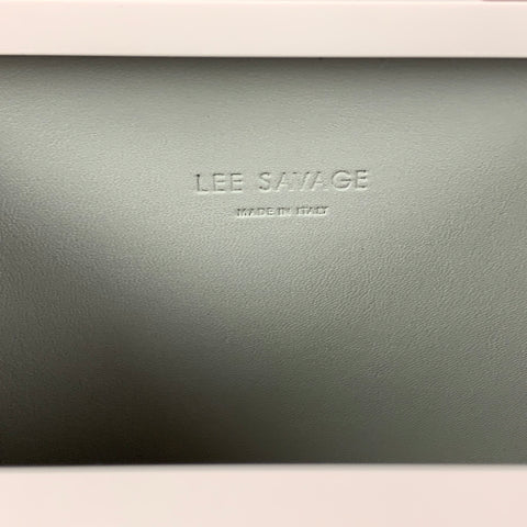 LEE SAVAGE Light Pink Metal Leather Broken Space Clutch