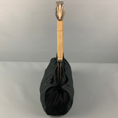 MARNI Black Mixed Fabrics Suede Fabric Evening Handbag