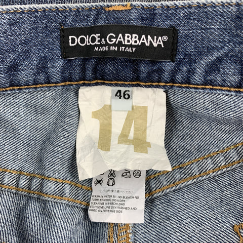 DOLCE & GABBANA Size 30 Blue Distressed Denim Zip Fly Jeans