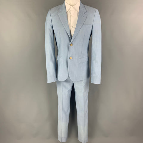 MARC JACOBS Size 38 Blue Light Blue Wool Notch Lapel Suit